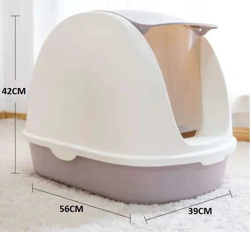 YES4PETS Portable Hooded Cat Toilet Litter Box Tray House with Handle and Scoop White
