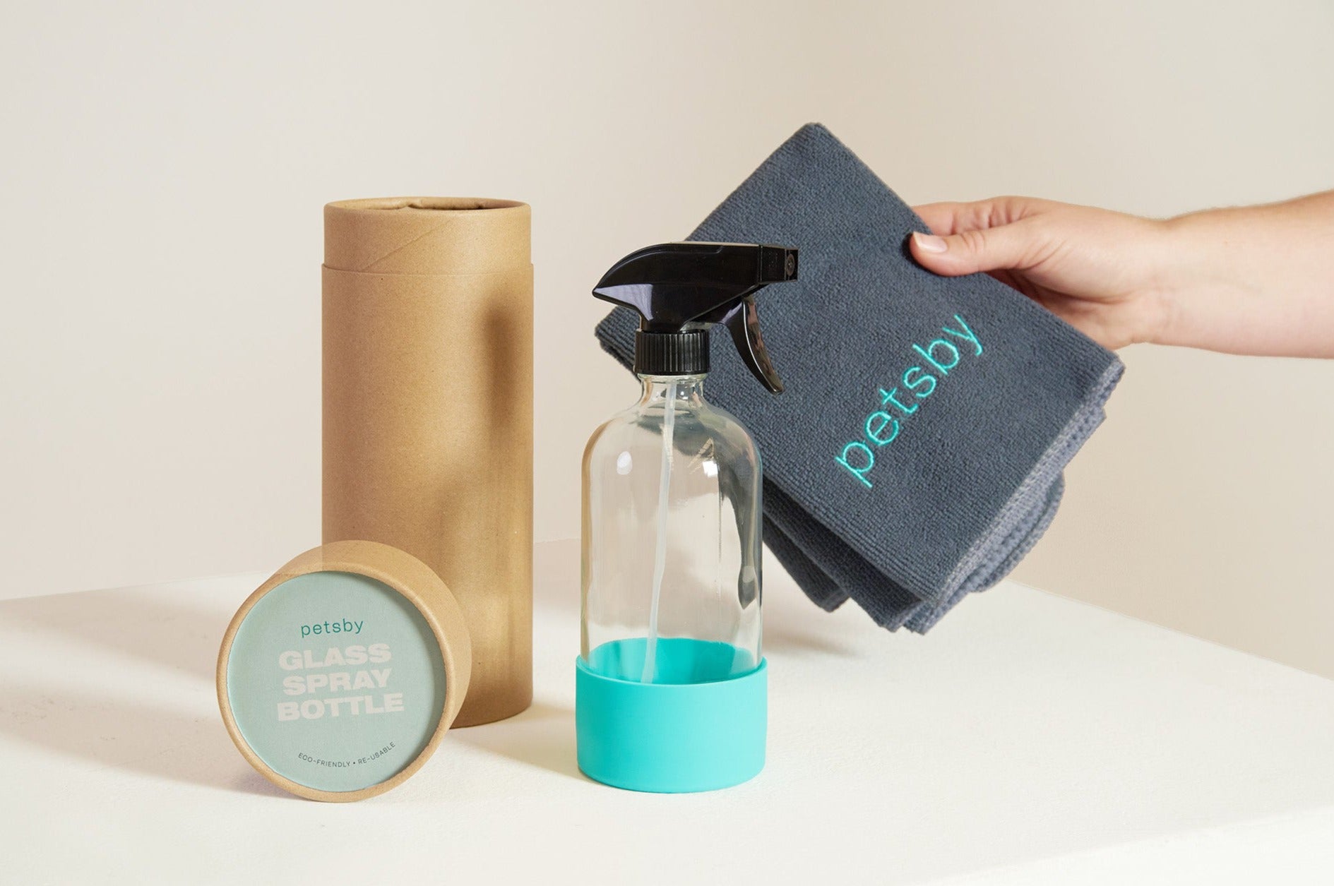 Glass Spray Bottle & Microfibre Cloth Cleaning Kit