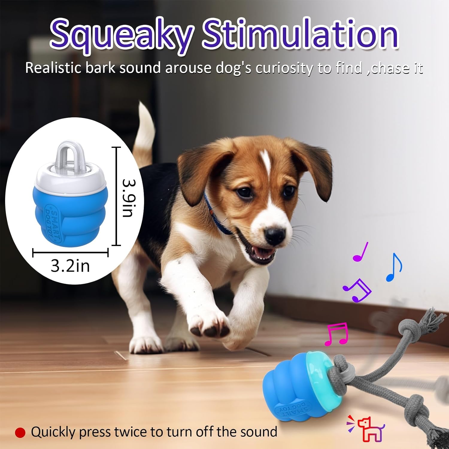 Interactive Dog Toys with Motion Activated, Squeaky Dog Toy Active Rolling Ball Wicked Ball for Daily Training BLUE