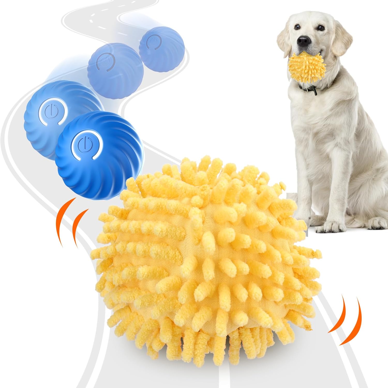 Interactive Dog Toys, Moving Dog Toy Ball with Cover, Self Rolling Dog Ball for Small/Medium/Large Dogs, Automatic Dog Toys to Keep Them Busy (Large Blue) Blue Large Blue Large