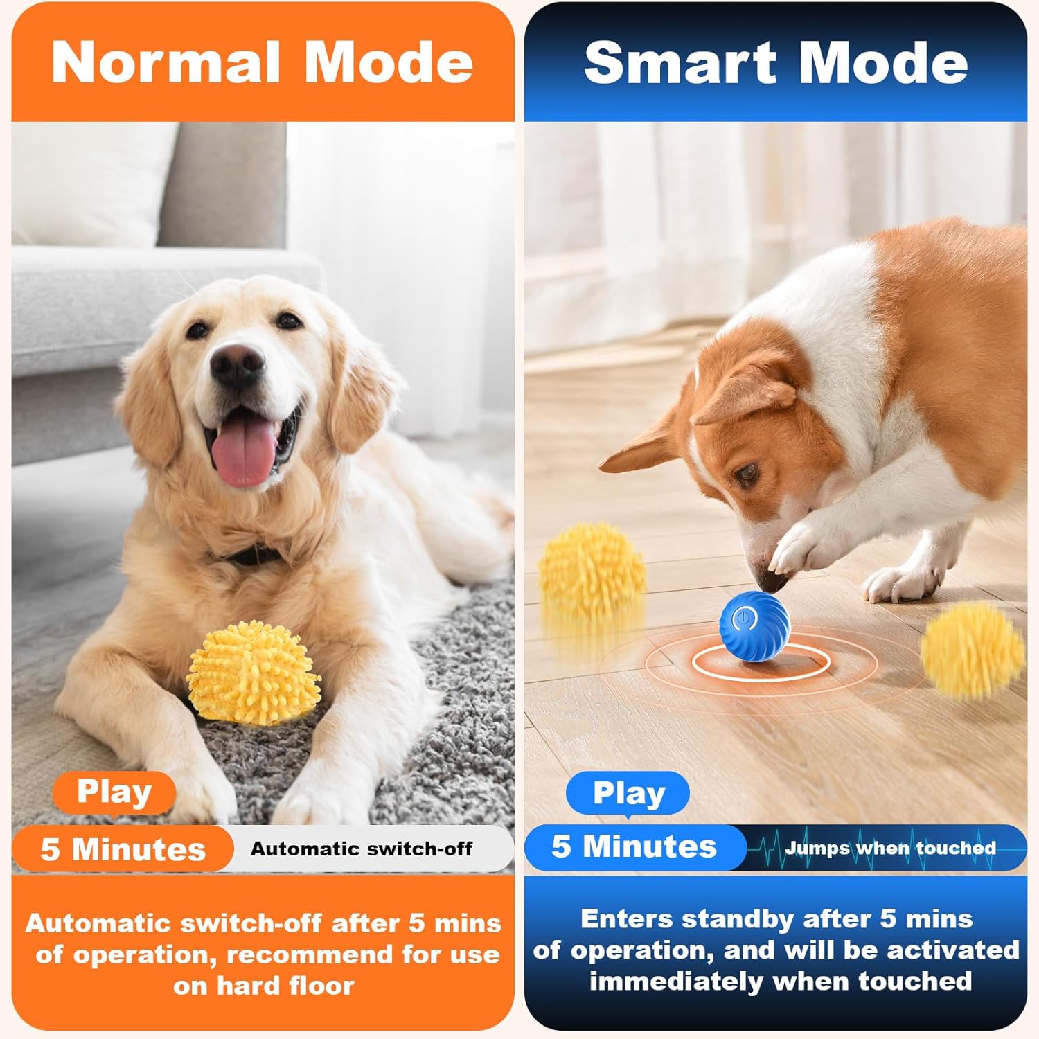 Interactive Dog Toys, Moving Dog Toy Ball with Cover, Self Rolling Dog Ball for Small/Medium/Large Dogs, Automatic Dog Toys to Keep Them Busy (Large Blue) Blue Large Blue Large