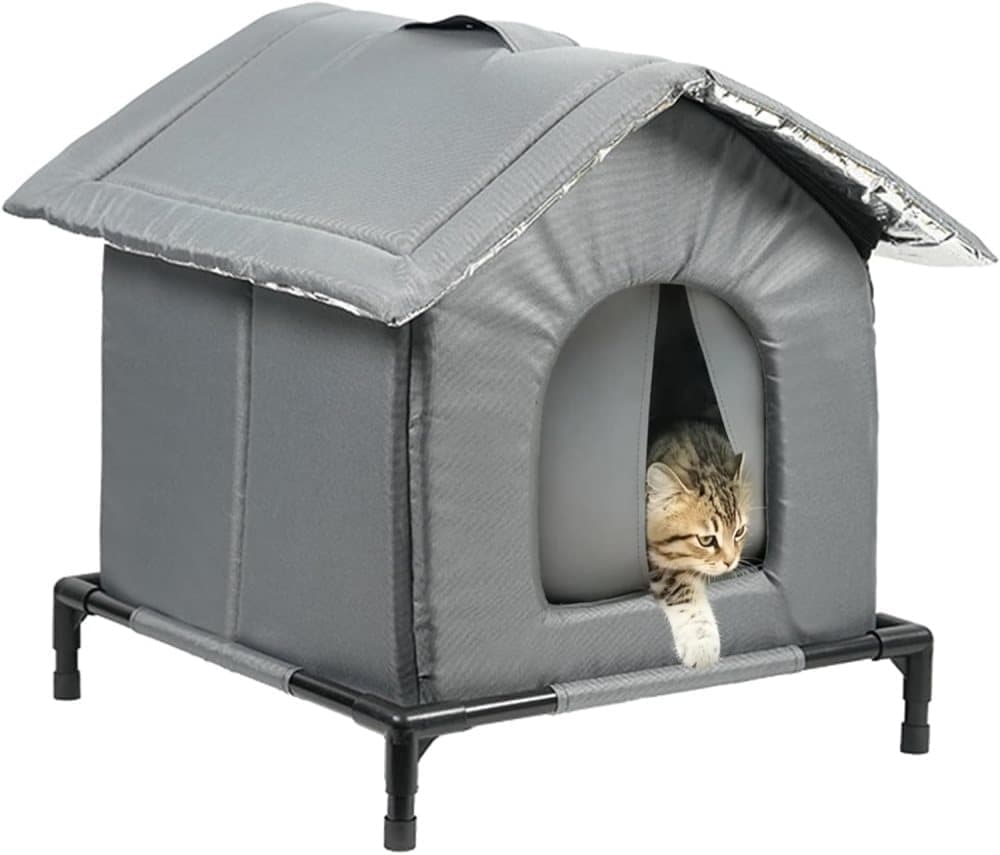 Gray Cat and Dog Bed, Waterproof Insulated Durable Pet House, Compatible with Cats and Dogs, Winter Pet Basket, 33x33cm