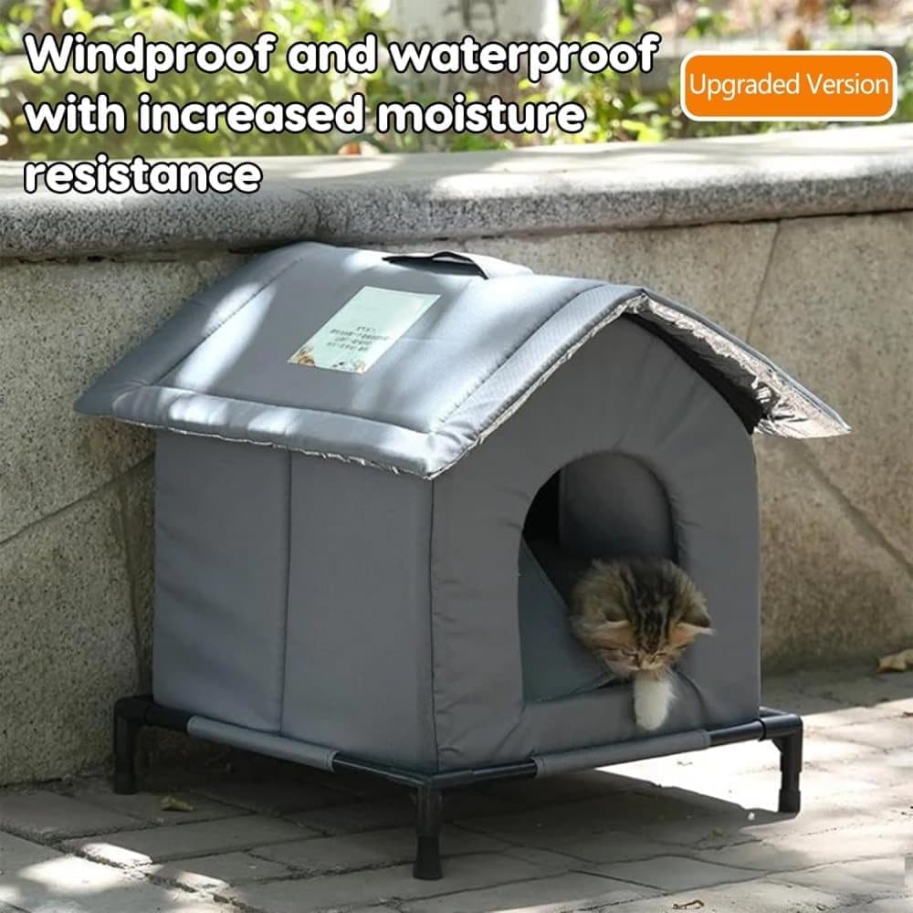 Gray Cat and Dog Bed, Waterproof Insulated Durable Pet House, Compatible with Cats and Dogs, Winter Pet Basket, 33x33cm