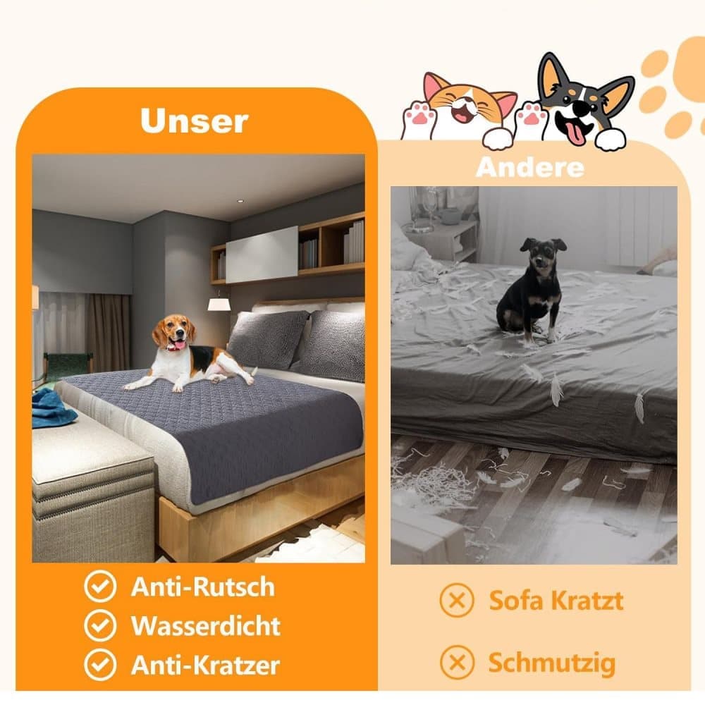 Waterproof Leakproof Double-Sided Dog Blanket Furniture Protector for Pets, 130x200cm