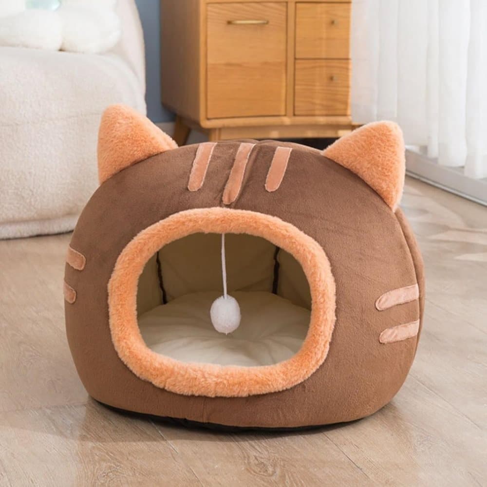 Fluffy Dog Bed Cat Bed Winter Pet House Anti-Slip, M, Pink