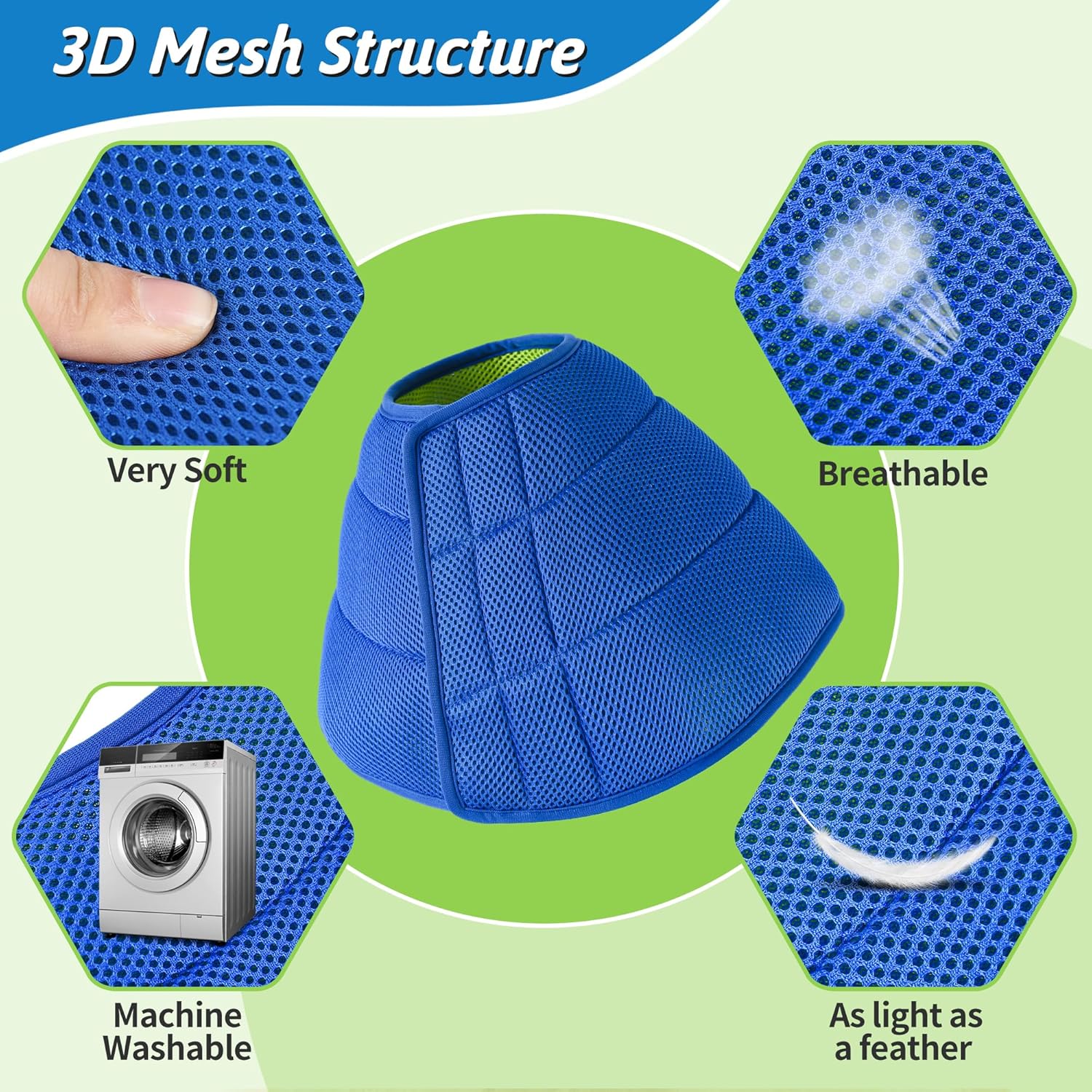 Soft Dog Cone for Dogs After Surgery, Breathable Dog Cones for Large Medium Small Dogs and Cats Anti-Lick Protective Wound,Adjustable Dog Recovery Cone Collar, Elizabethan Collar for Pet (M)