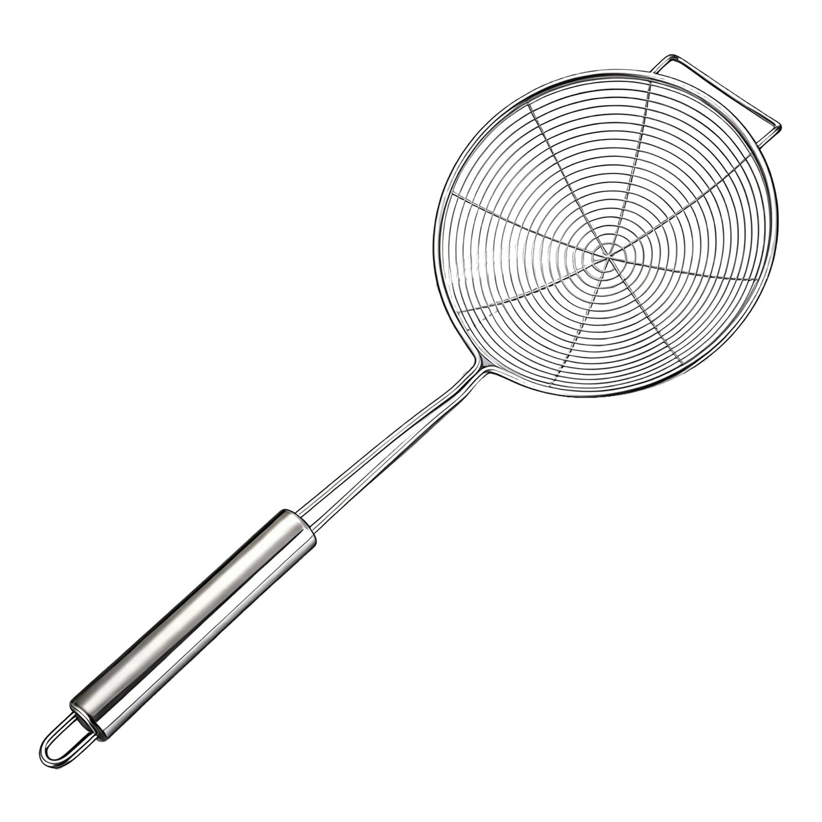 Strainer Spider Skimmers for Kitchen Cooking and Frying Food, Stainless Steel Slotted Spoon Pasta Strainers Tomato Food Strainer Skimmer Ladle For Pasta, 1 Pcs, 15.94x6.3 14.76" x 5.51" Silver