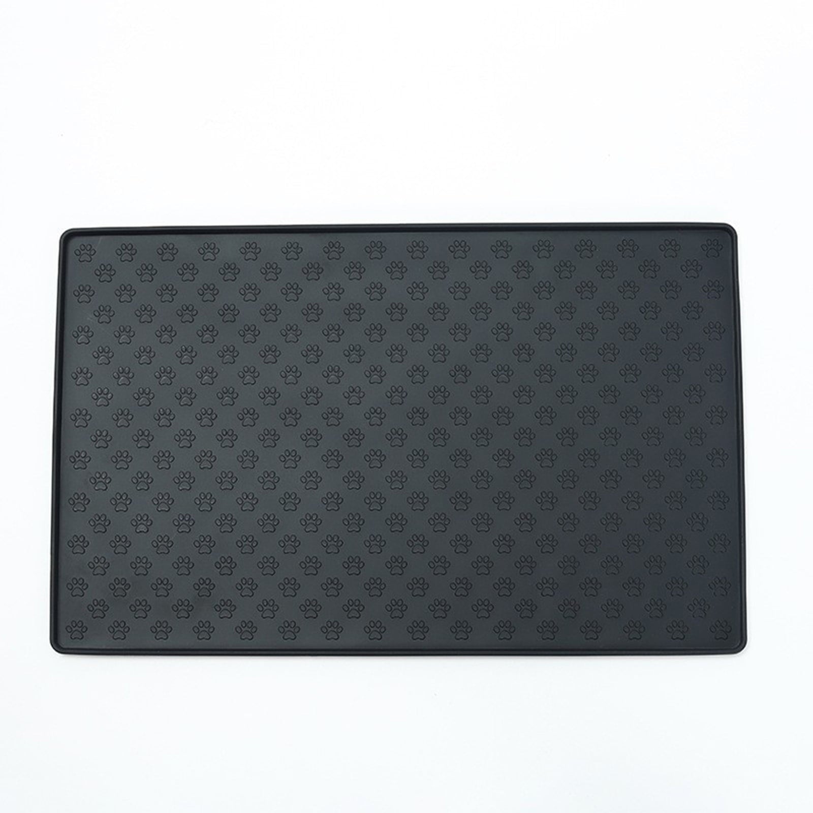Darzheoy Dog Food Mat, Waterproof Dog Bowl Mat, Silicone Dog Mat for Food and Water, Pet Food Mat with Edges, Nonslip Dog Feeding Mat, Dog Food Mats for Floors Black