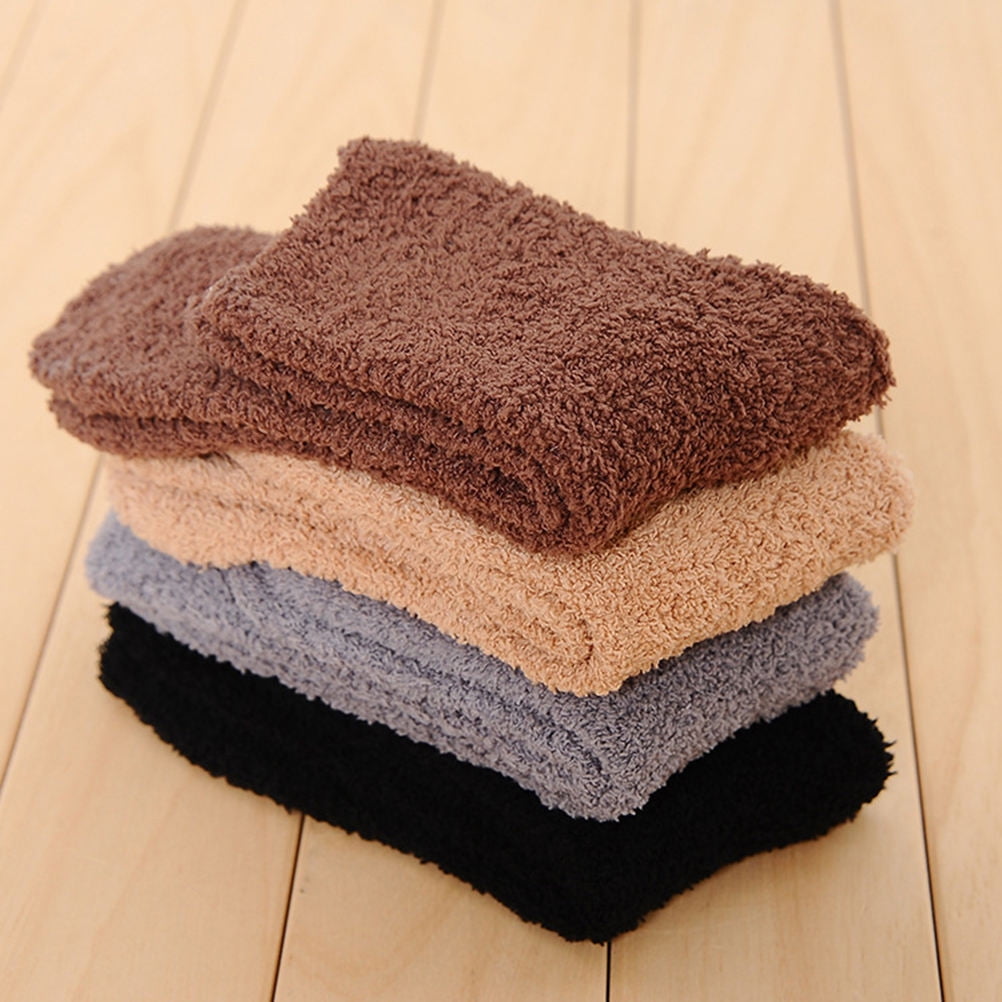 HOOWIFFY Mens Warm Bed Socks 1 Pair Thick Fuzzy Sleep Socks Grey 9.8×2.8×0.2in
