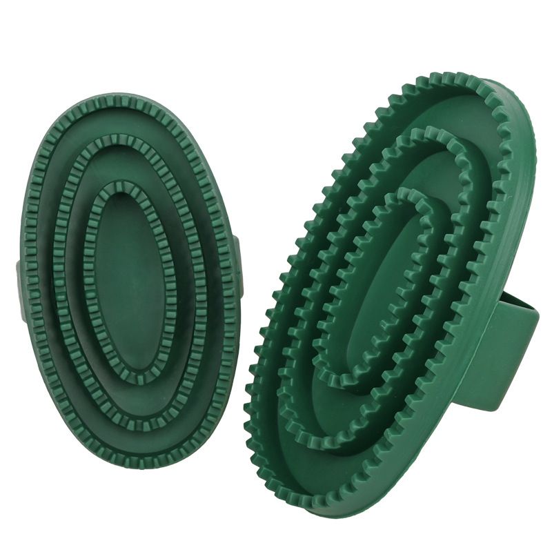 2pcs Soft Rubber Curry Comb Brush with Handle for Horses, Dogs, Cats Short Hair Medium Large Dogs Cats Rabbits(green large size)