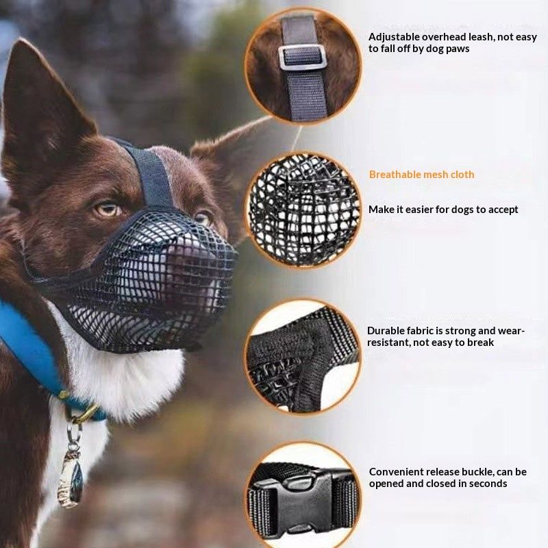 Dog Muzzle, Mesh Muzzles for Small Large Dogs, Soft Covered Mouth Guard with Adjustable Straps, Prevent Biting Chewing and Licking (M Black)