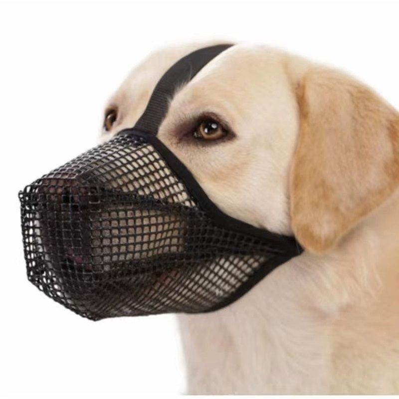 Dog Muzzle, Mesh Muzzles for Small Large Dogs, Soft Covered Mouth Guard with Adjustable Straps, Prevent Biting Chewing and Licking (M Black)
