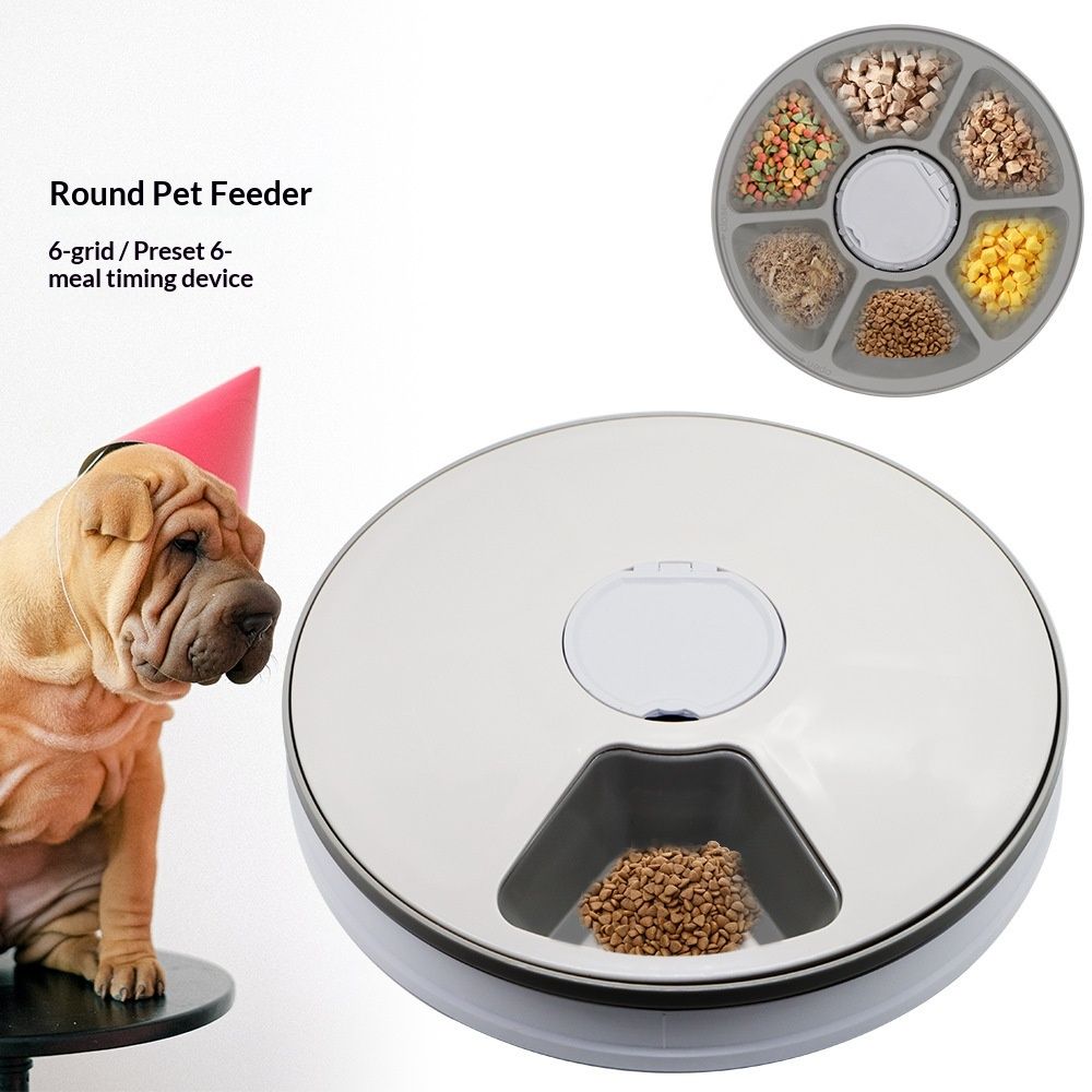 Automatic 6 Bowl Digital Timer-Controlled Pet Feeder - for Cats and Small Dogs, Wet or Dry Food Battery Operated, BPA-Free
