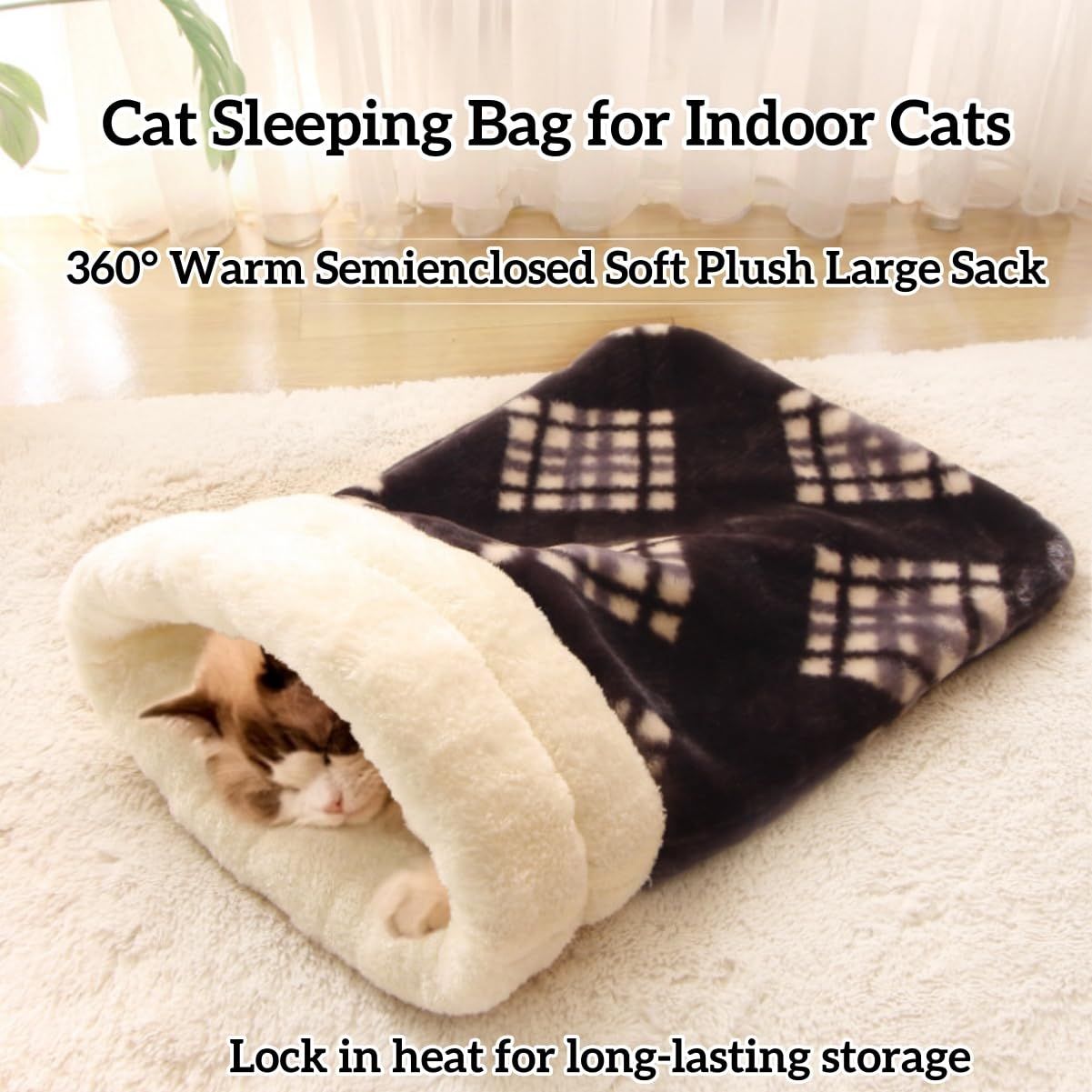 Cat Bed Cave Sleeping Bag, Pet Mat Warming Pad Sack for Cats and Small Dog,Burrowing Cozy Soft Comfortable Bed(for Small and Medium Cats)