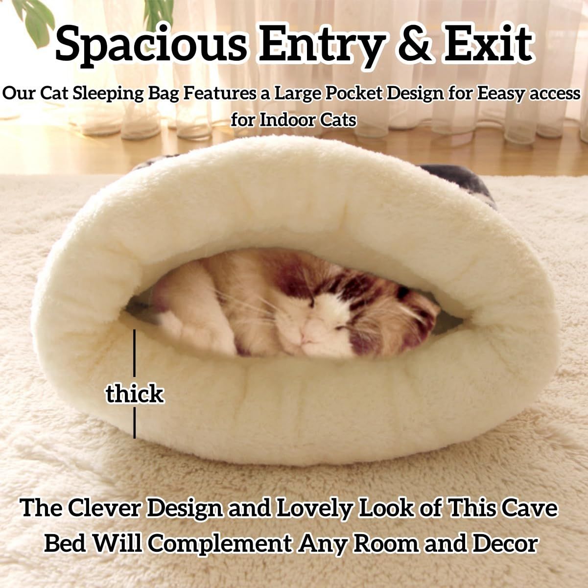 Cat Bed Cave Sleeping Bag, Pet Mat Warming Pad Sack for Cats and Small Dog,Burrowing Cozy Soft Comfortable Bed(for Small and Medium Cats)