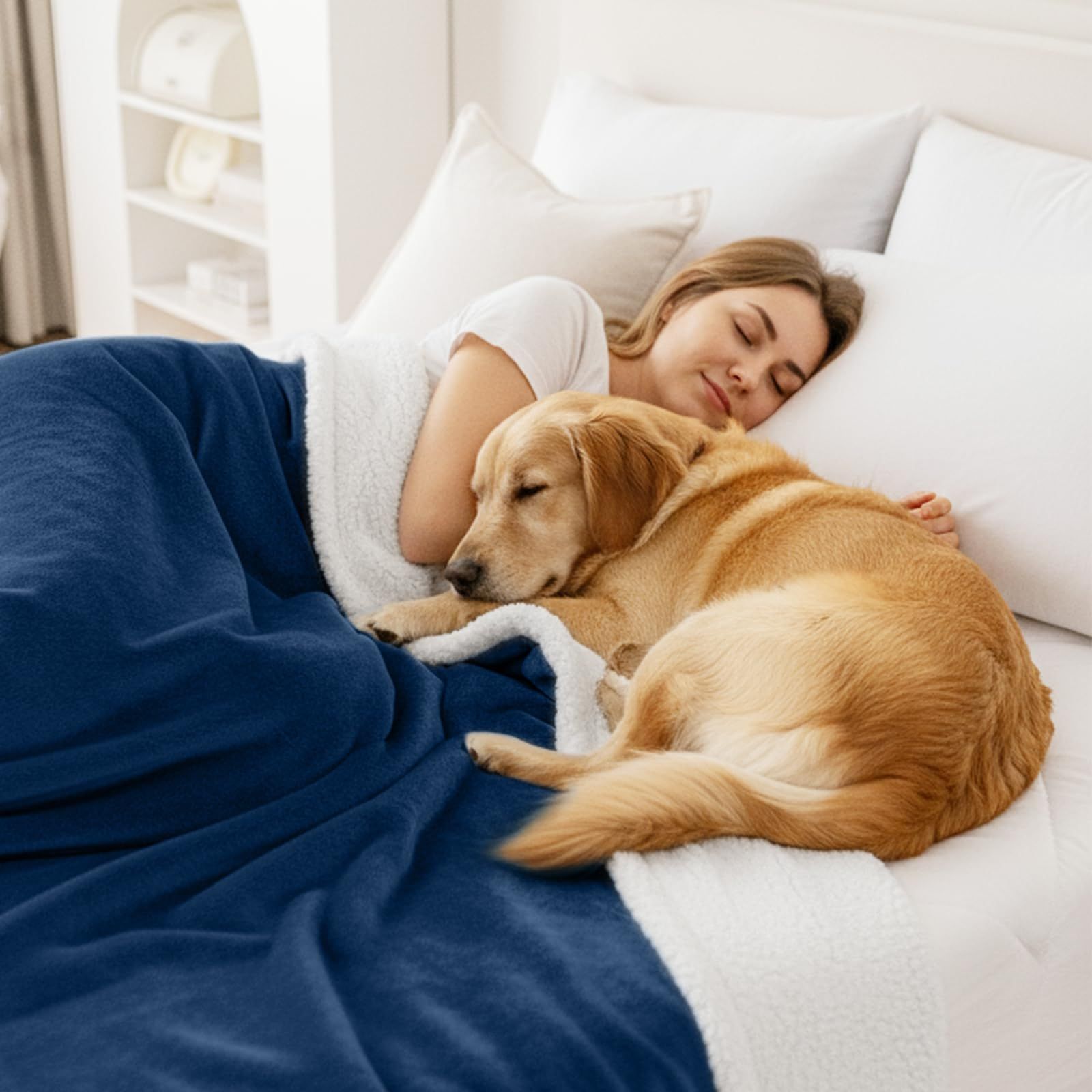Dog Blankets for Small Dogs - Waterproof Cat Blanket Washable - Fleece Puppy Blanket, Soft Plush Reversible Throw Protector for Bed Couch Car Sofa, 27"X40", Navy Blue