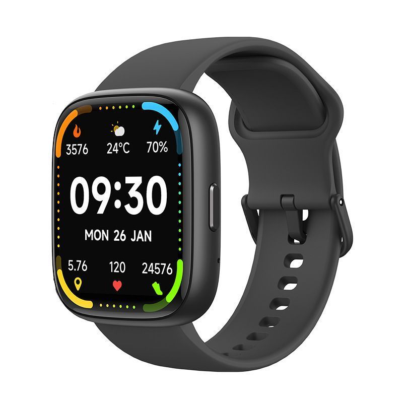 Black Unisex Health Monitoring Smart Watch with Call Function