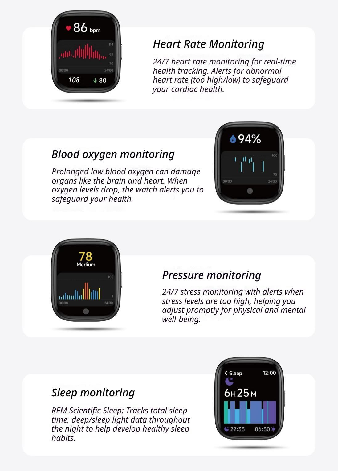 Blue Unisex Health Monitoring Smart Watch with Call Function