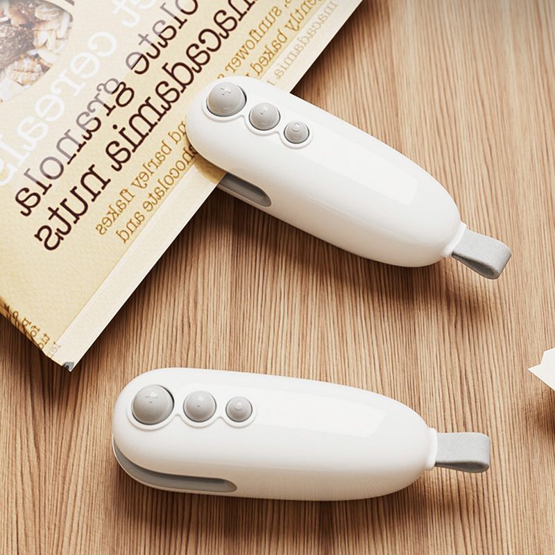 2Pcs White Rechargeable Portable Mini Bag Sealer Household Snack Fresh Keeper