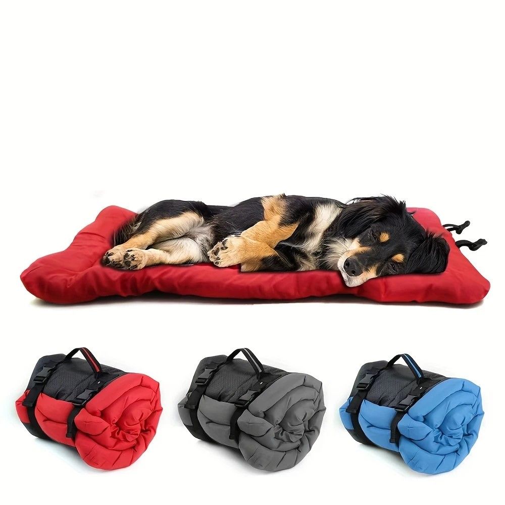 High-quality moisture-proof thick portable camping dog bed suitable for medium / large / small dogs - durable polyester outdoor mat with handle foldable design suitable for travel home and camping trips camping bed.pitch green