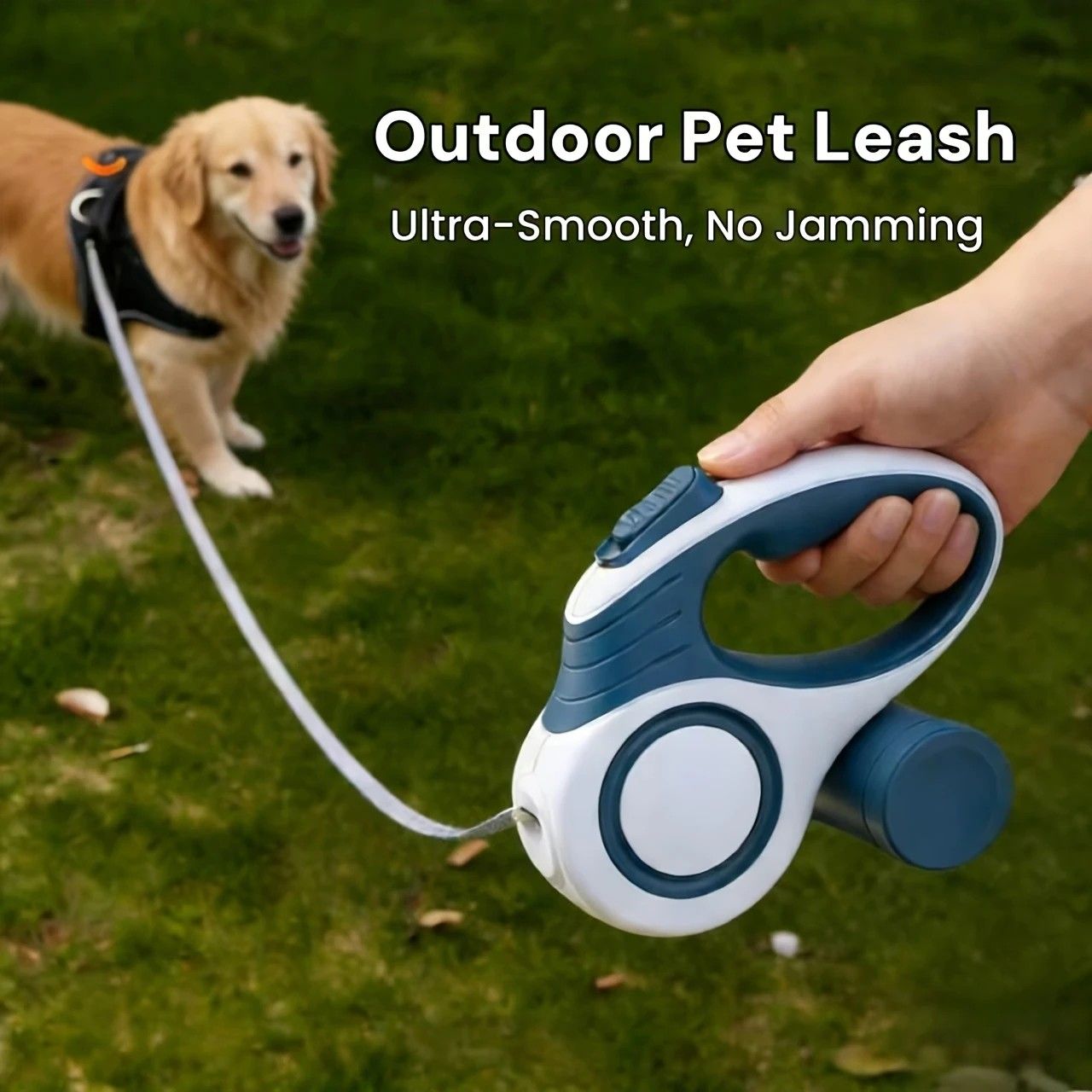 Multi-function Automatic Retractable Pet Leash: High-Strength Anti-Break, One-Click Lock, Comfortable Grip, Eco-Friendly Waste Disposal, 5 Meters/196.85 Inches for Secure Dog Walking(blue)