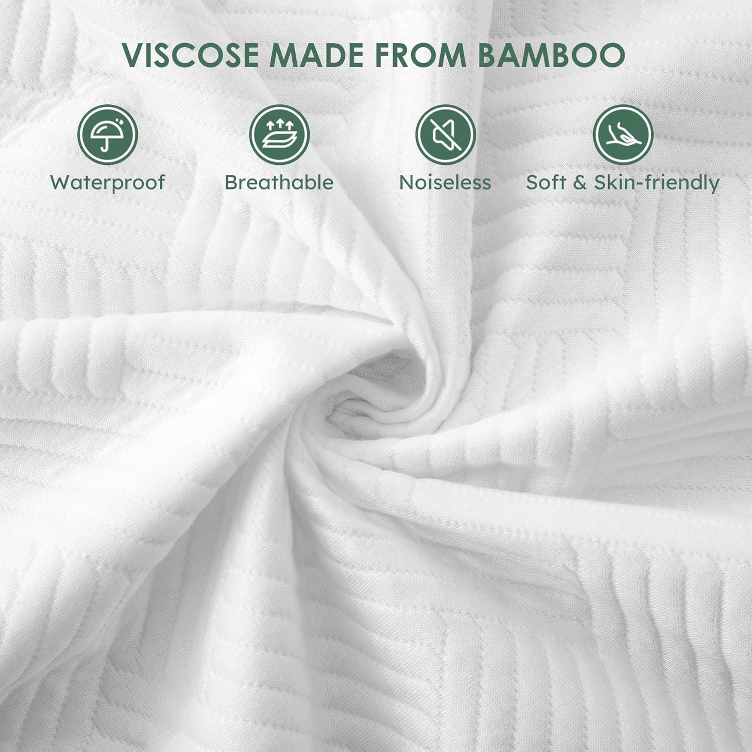 Queen Size 100% Waterproof Mattress Protector, Mattress Pad Cover Fitted 8"-21" Deep Pocket, 3D Air Fabric Soft Breathable Cooling Bed Mattress Cover Noiseless Washable, White-Fence