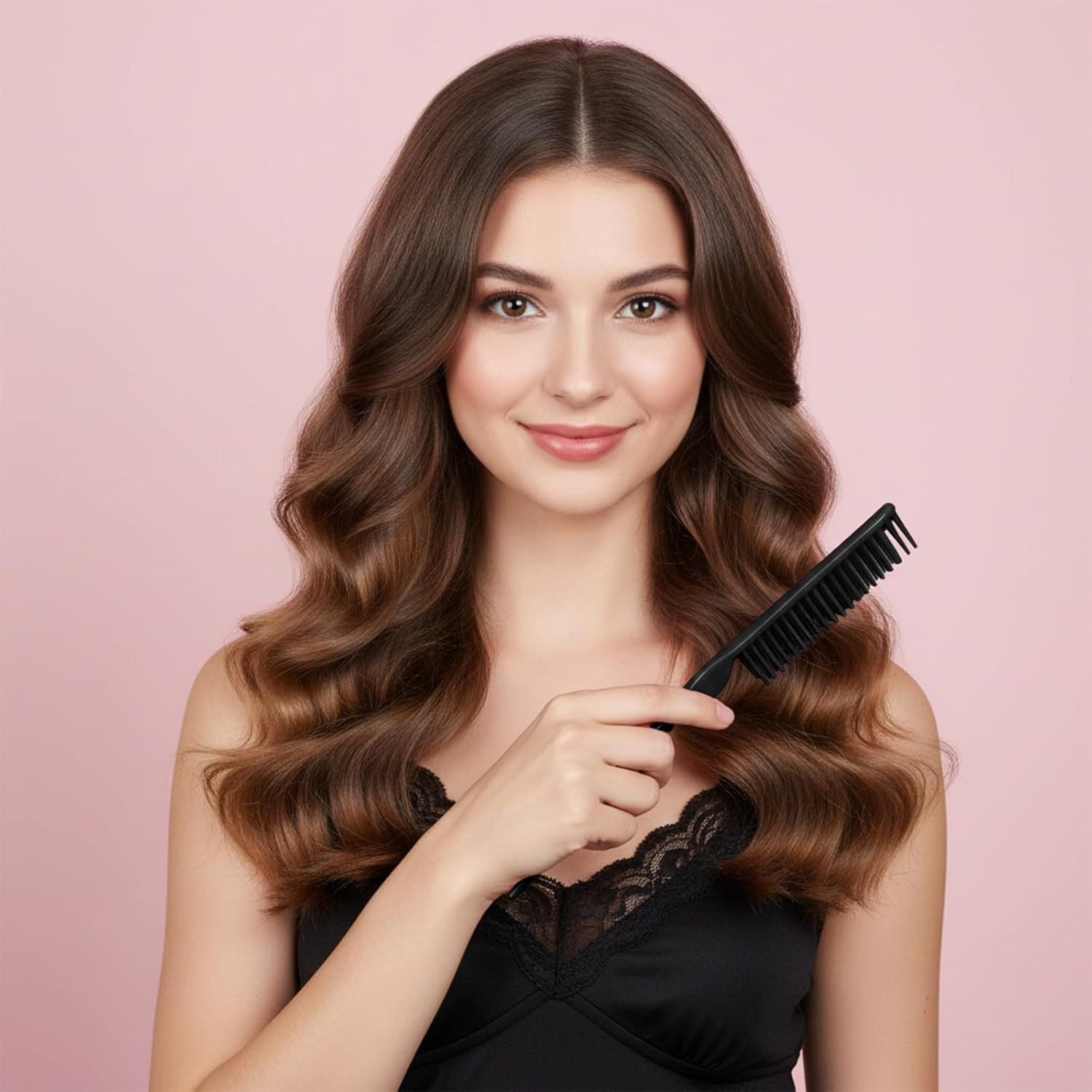 4 PCS Black 3 Row Comb for Natural Hair, The Unbraider Combs Tool for Braids, Three Row Comb for Women Men Detangling and Sectioning