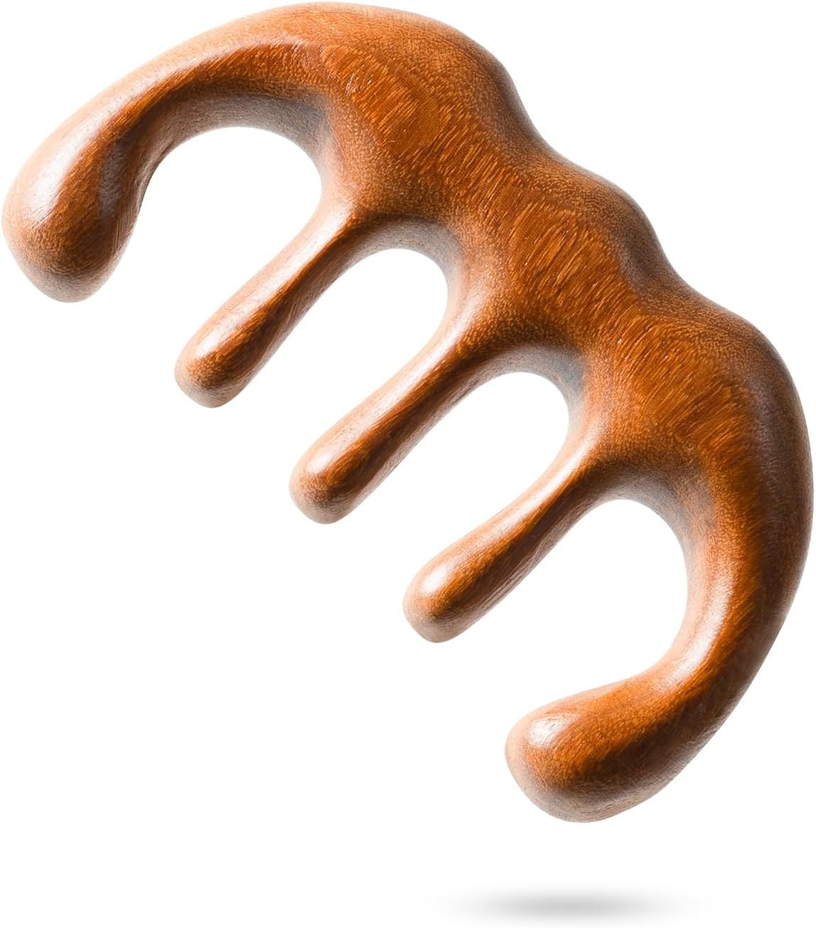 Wooden Comb, Head Massager Scalp Tool with Anti-Static Sandalwood Design, Scalp Massager for Hair Growth, Relaxing Hair Massager Scalp & Wide Tooth Comb for Detangling and Stress Relief