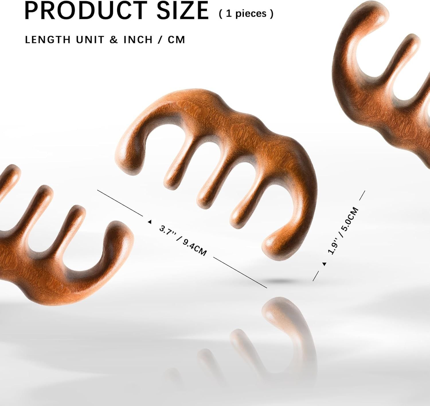 Wooden Comb, Head Massager Scalp Tool with Anti-Static Sandalwood Design, Scalp Massager for Hair Growth, Relaxing Hair Massager Scalp & Wide Tooth Comb for Detangling and Stress Relief
