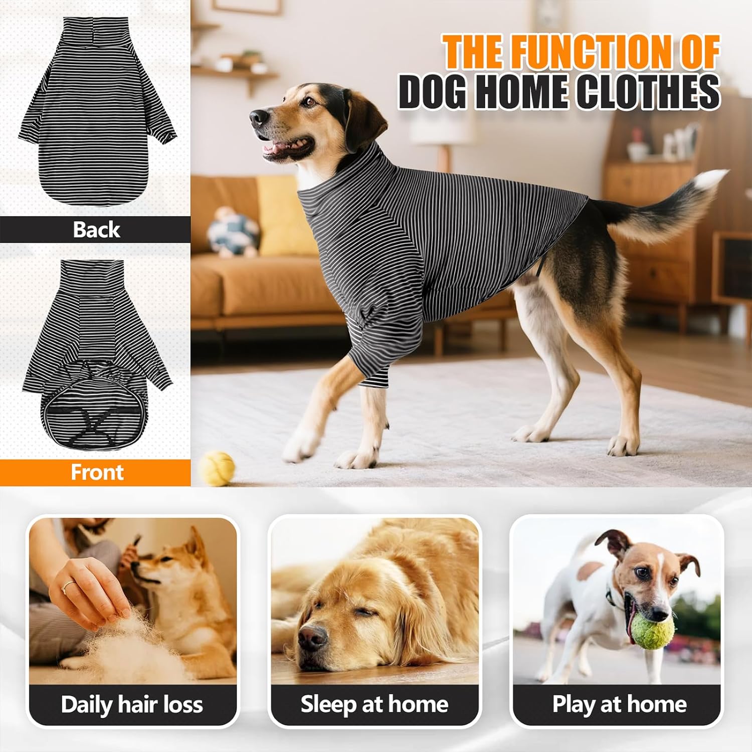 Recovery Suit for Dogs After Surgery Female Male Dog Onesie Neuter Spay Body Suit with Sleeve for Small Medium Large Dogs, Pet Pajama Clothes Anti Licking Surgical Wound Cone Alternative Black