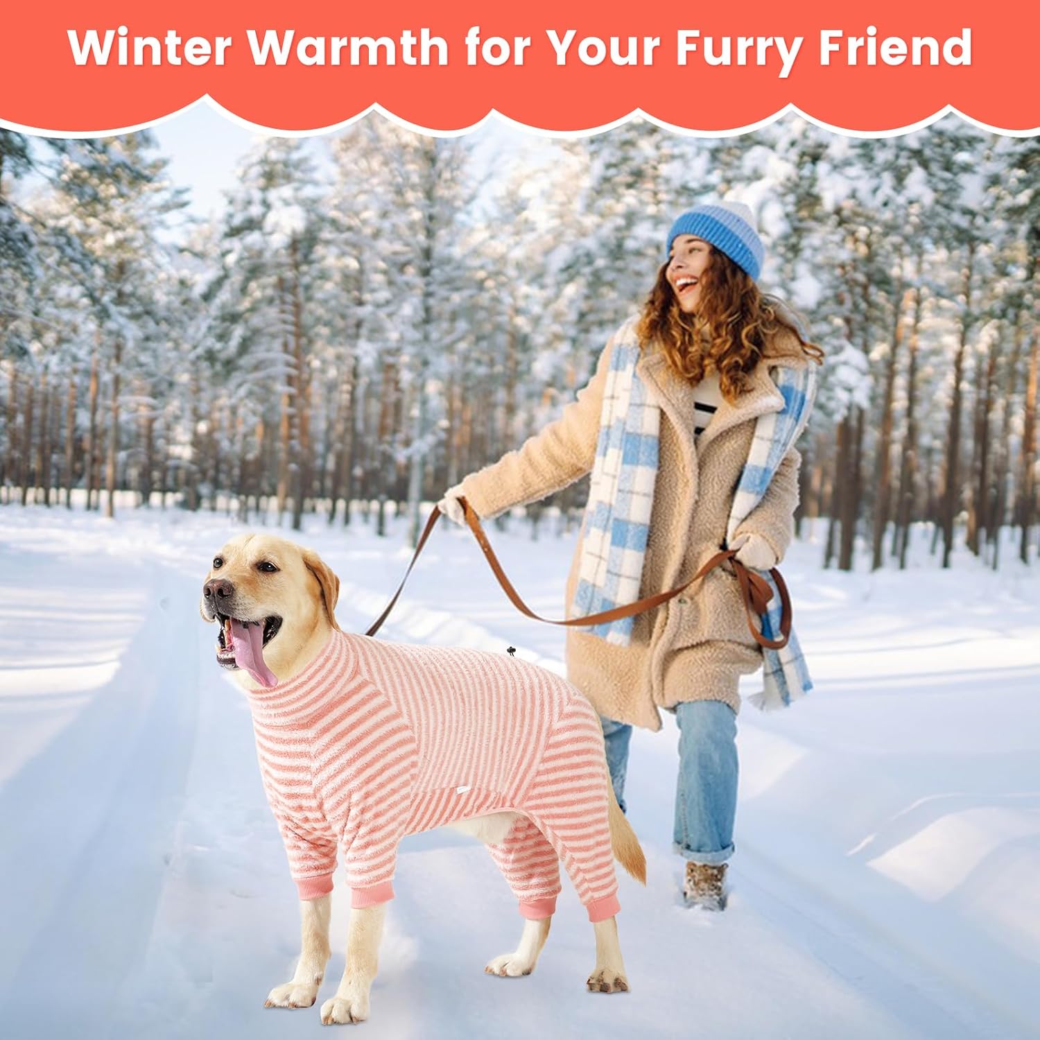 Dog Winter Coat Sweater Dog Clothes Soft Fleece Pullover Pajamas, Dog Cold Weather Coats Warm Windproof Fullbody Jumpsuit Fleece Onesie for Dogs, Thick Pet Snowsuit Christmas Black