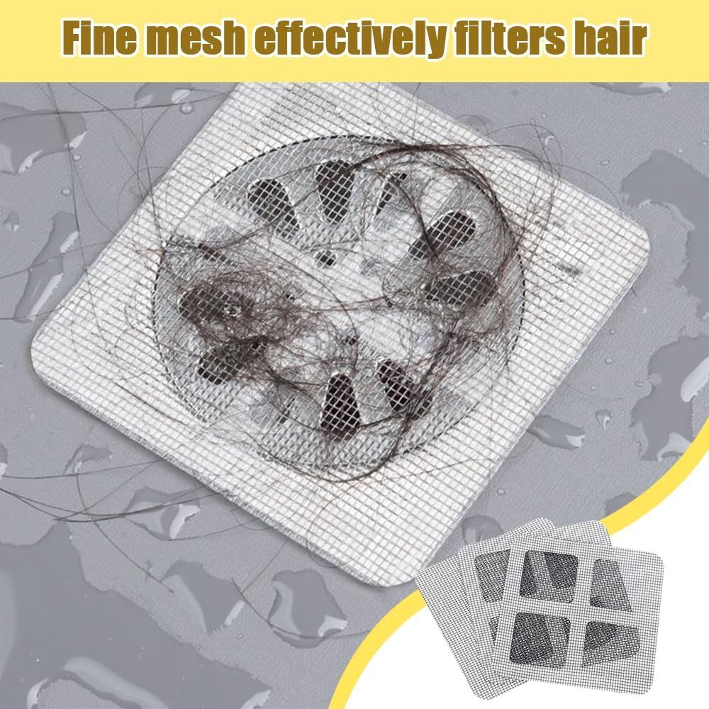 Disposable Shower Drain Hair Catcher, Disposable Hair Drain Stickers Drain Mesh Cover Bathroom Shower Drain Protector for Bathroom Laundry Kitchen Sink for Human and pet Hair (30)