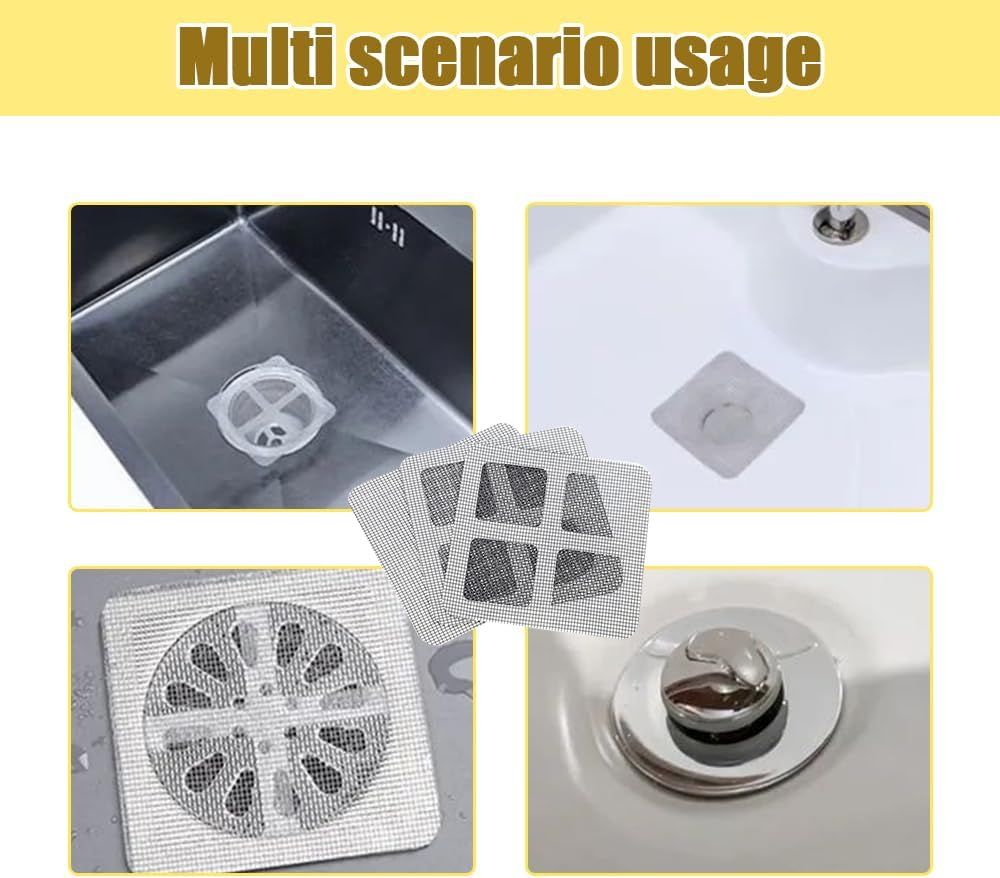 Disposable Shower Drain Hair Catcher, Disposable Hair Drain Stickers Drain Mesh Cover Bathroom Shower Drain Protector for Bathroom Laundry Kitchen Sink for Human and pet Hair (30)