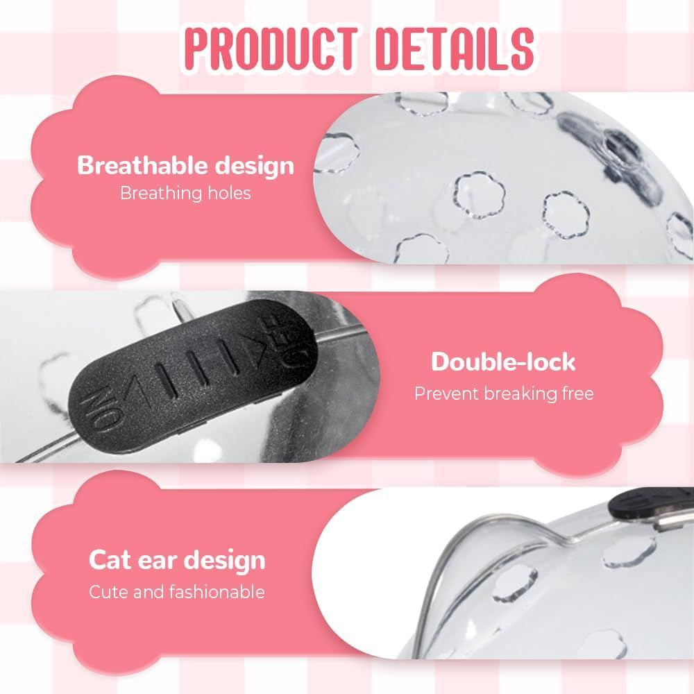 Cat Grooming Mask with Anti-Bite, 2025 New Cat Muzzle for Grooming Mouth Cover Breathable Hood, Transparent Cats Astronaut Helmet for Bath Nail Trimming (S)