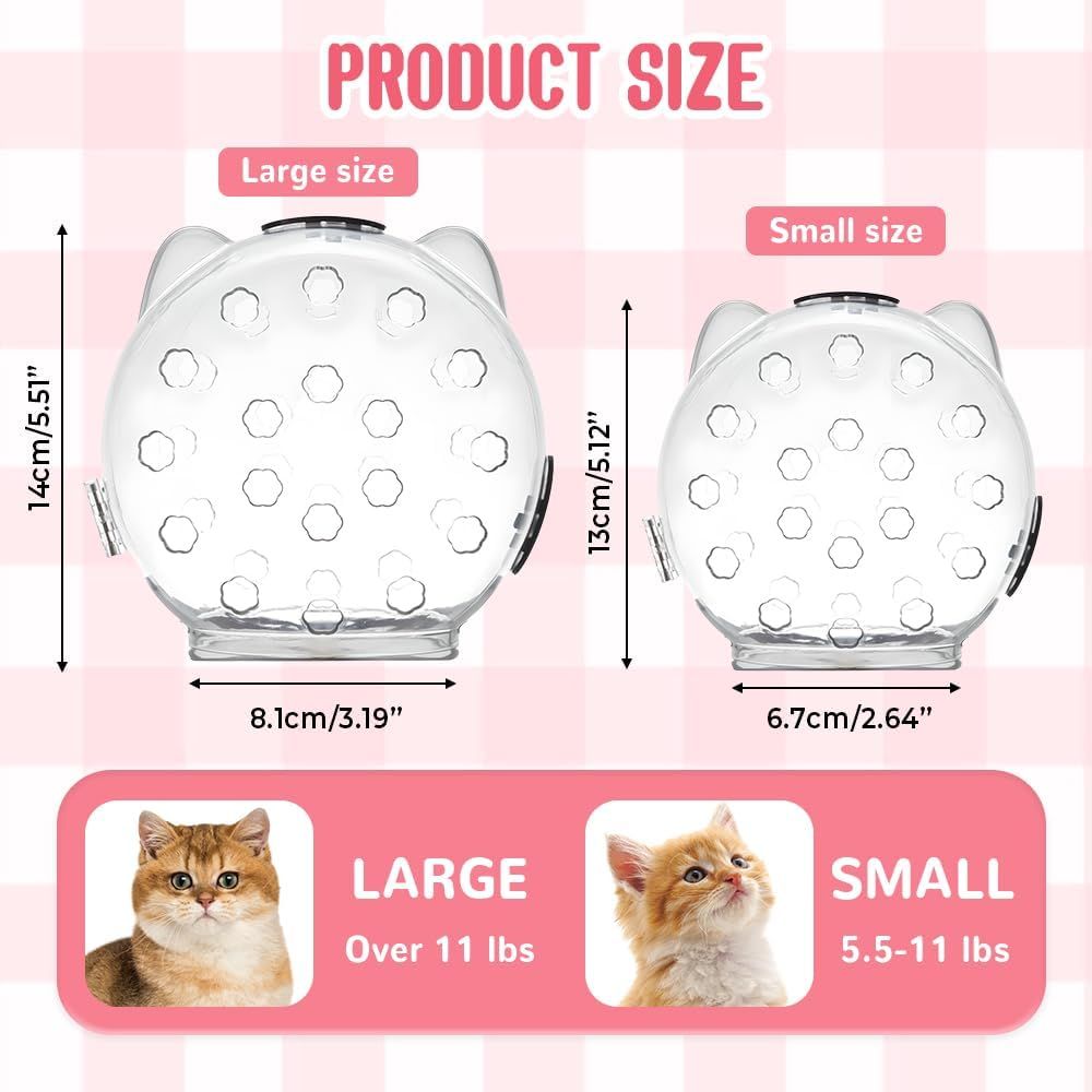 Cat Grooming Mask with Anti-Bite, 2025 New Cat Muzzle for Grooming Mouth Cover Breathable Hood, Transparent Cats Astronaut Helmet for Bath Nail Trimming (S)