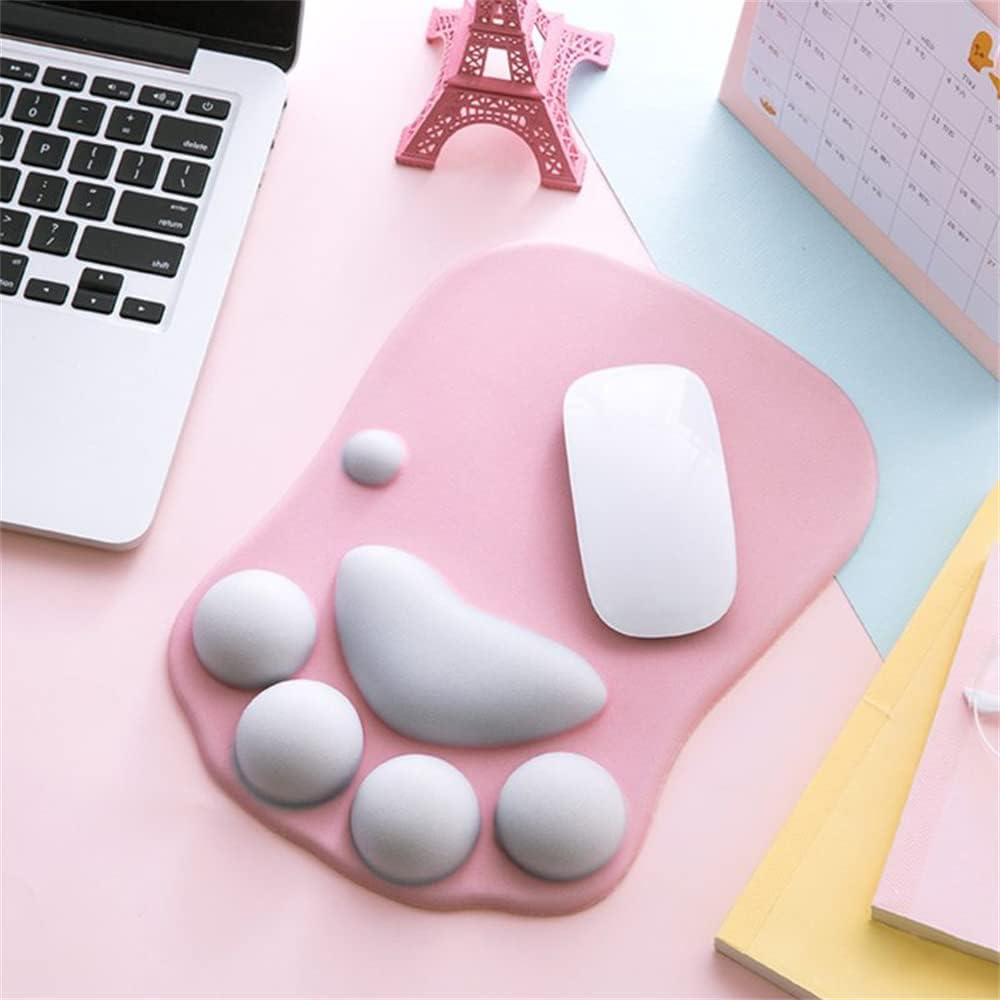 Cat Paw Mouse Pad, Cute 3D Soft Silicone Wrist Rest Support Cushion, Nonslip, Ergonomic Comfort Mouse Mat - for Office, Home Computer, Laptop,Pink