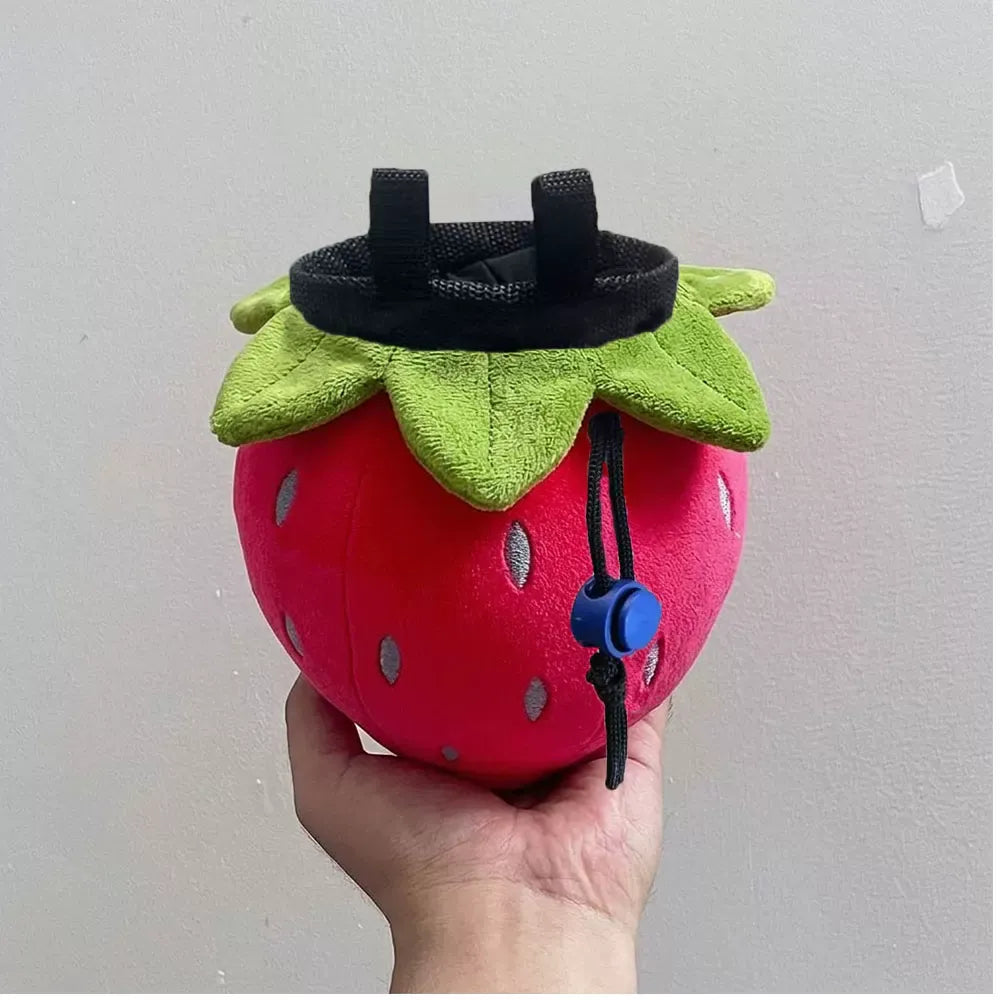 Strawberry Chalk Bag Rock Climbing Chalk Bag Suitable Bouldering Gym Indoor & Outdoor Climbing with Adjustable Belt