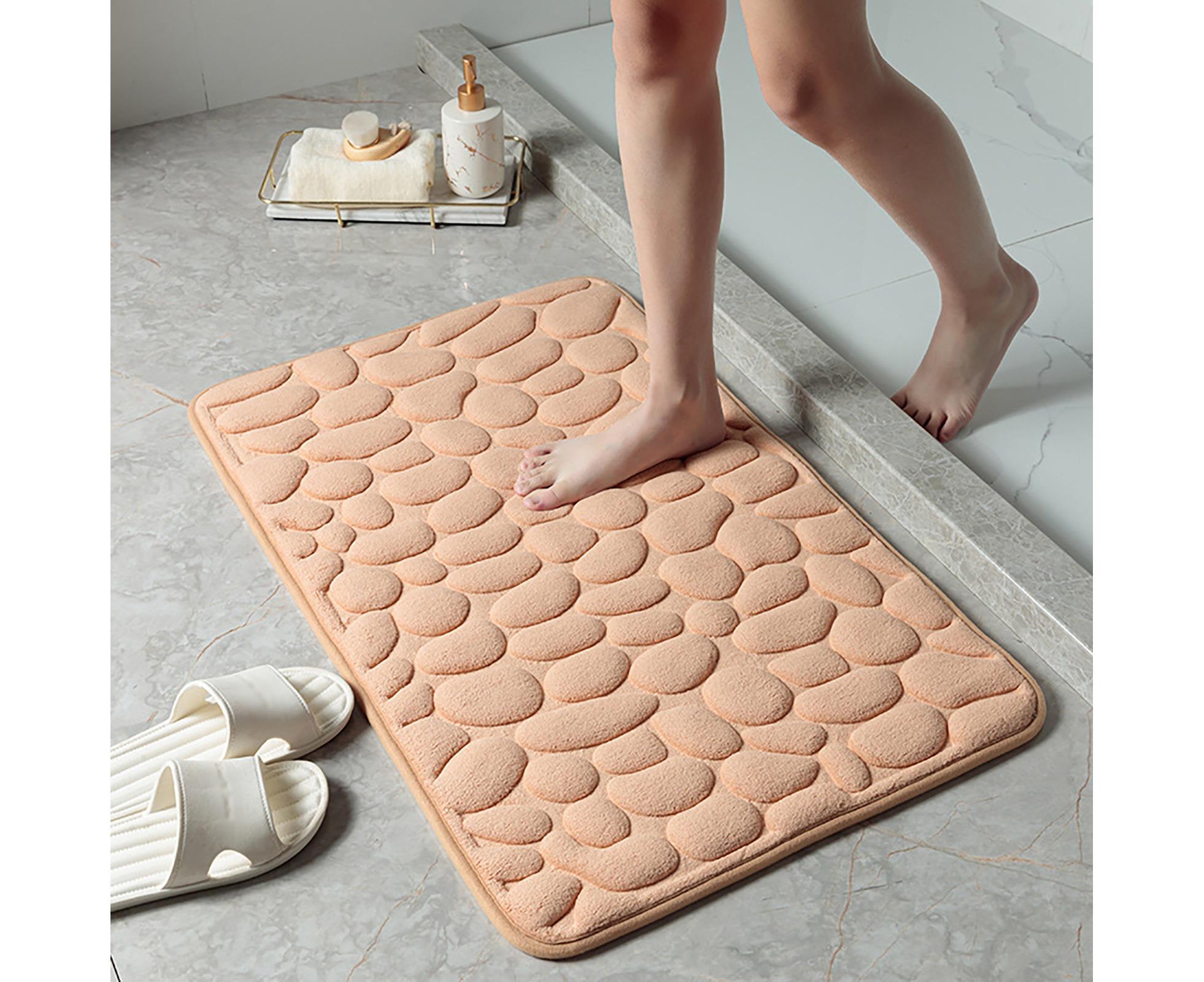 Floor Rugs Easy Clean Water Absorbent Solid Color Anti-slip Entrance Door Bath Mat for Home-Camel 50*80cm