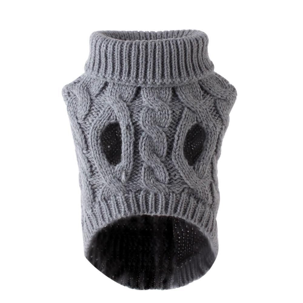 Pet Dog Sweater Pet Turtleneck Knitting Sweater Winter Warmer Clothes Pet Pullover Knitwear - Gray