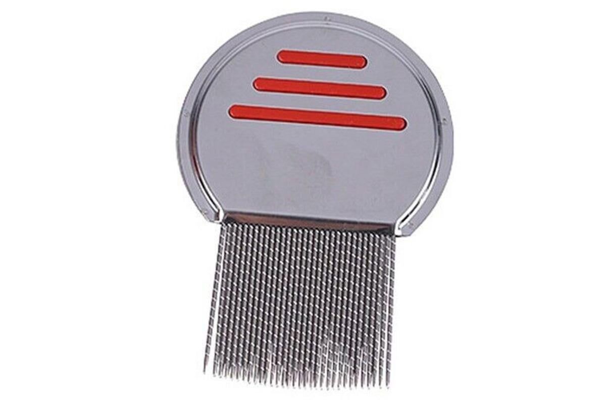 Stainless Steel Pet Flea Comb Fine Tooth Grooming Tool for Dogs Cats - Red