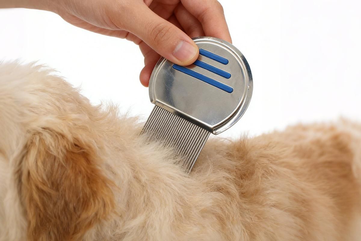 Stainless Steel Pet Flea Comb Fine Tooth Grooming Tool for Dogs Cats - Blue