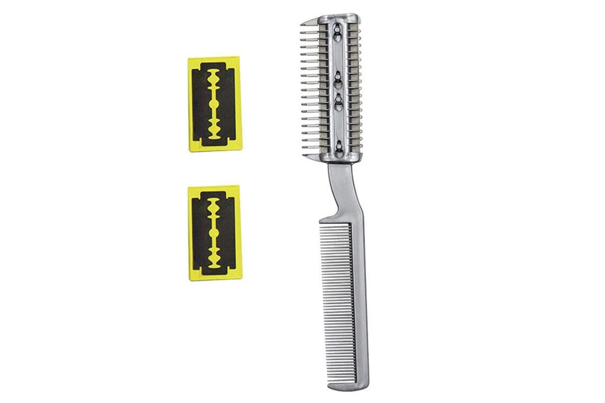 Two Sided Pet Grooming Comb with Razor for Dog Cat Fur Trimming and Thinning