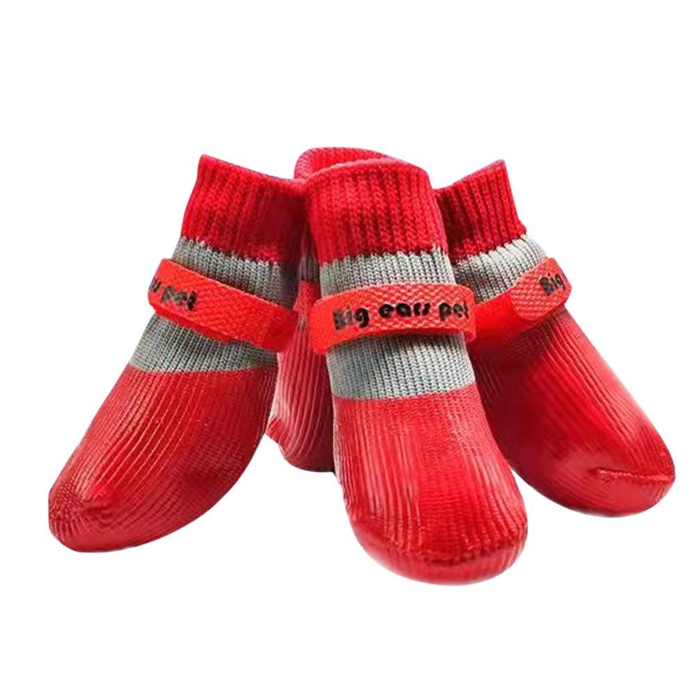 Waterproof Anti Slip Pet Shoes with Rubber Sole for Indoor and Outdoor Use Red - S
