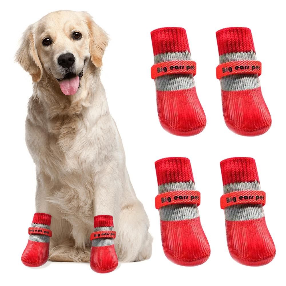 Waterproof Anti Slip Pet Shoes with Rubber Sole for Indoor and Outdoor Use Red - L