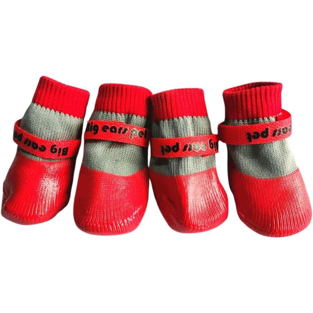 Waterproof Anti Slip Pet Shoes with Rubber Sole for Indoor and Outdoor Use Red - XL