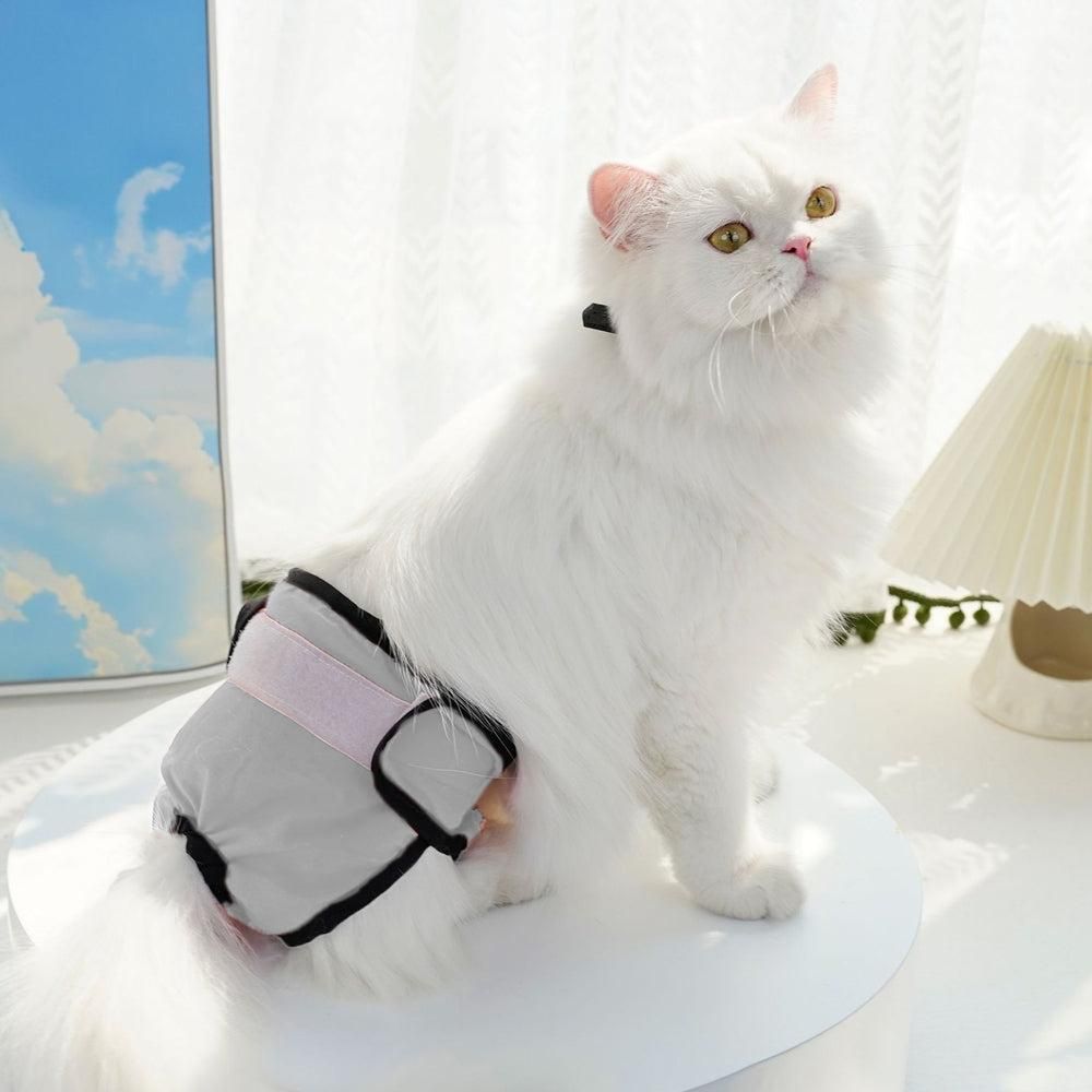 Washable Female Pet Nappy Diaper Dog Cat Physiological Pants Gray - XL