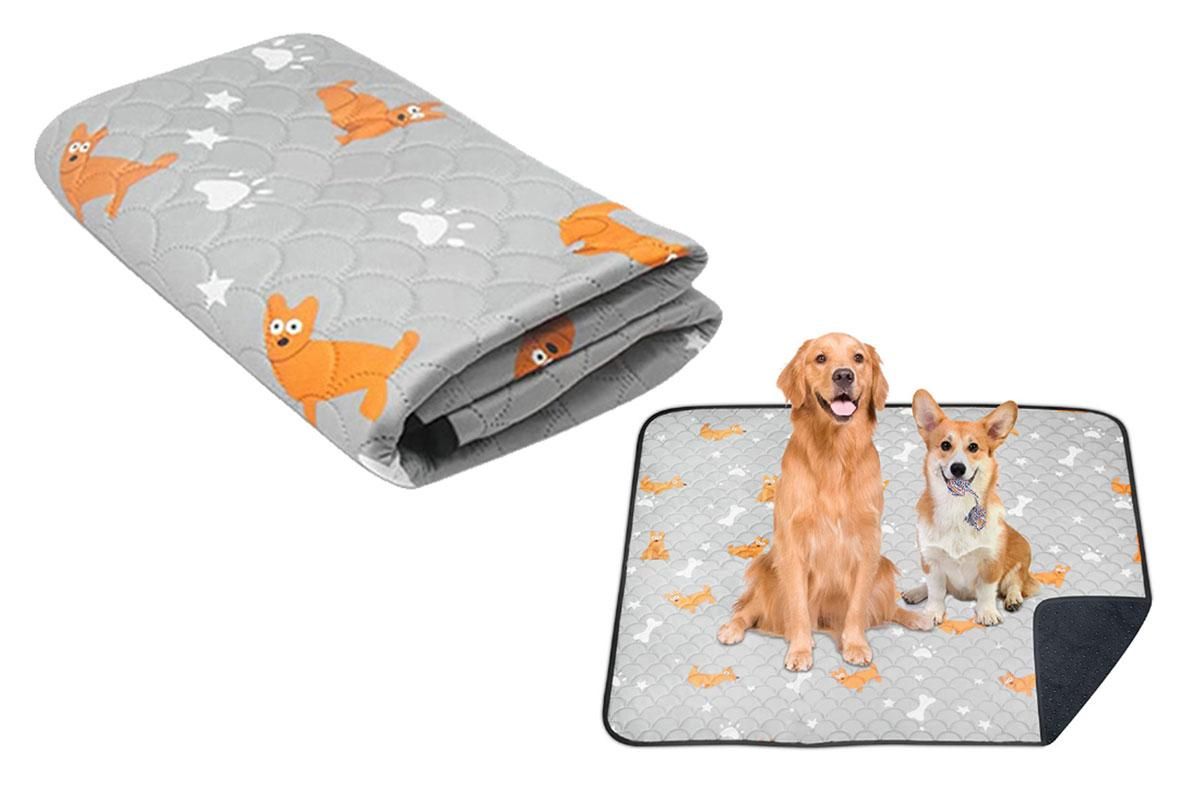 2Pcs Washable Pet Dog Training Pee Pad Reusable Absorbent Cushion Pet Pee Mat-Light Gray S