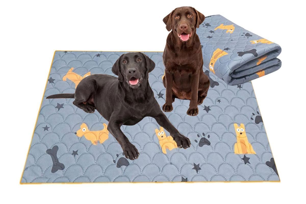 2Pcs Washable Pet Dog Training Pee Pad Reusable Absorbent Cushion Pet Pee Mat-Light Gray S