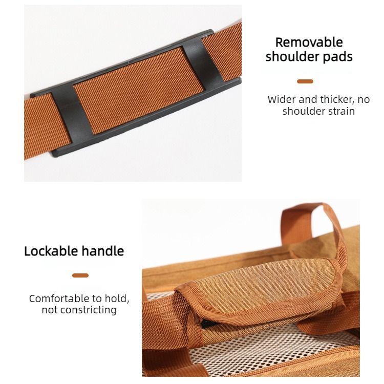 Multifunctional Pet Travel Bag: Large Capacity, Breathable, Portable, Handheld or Crossbody Pet Bag - Brown