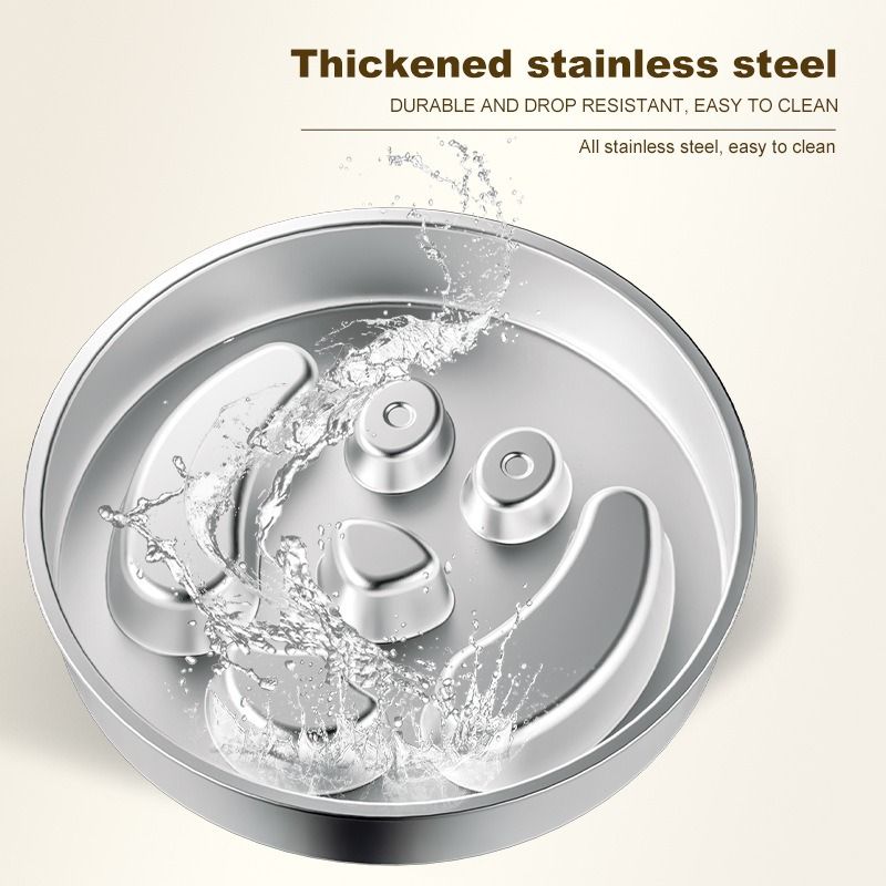 2-Piece Stainless Steel Slow Feeder Set for Pets, Reversible, for Cats and Dogs – Fishbone Design